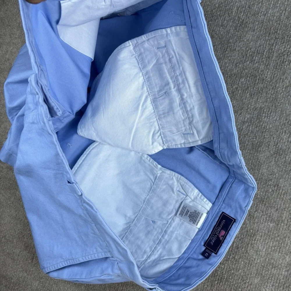 Vineyard Vines Mens 42 Blue Chino Shorts Cotton Stretch Flat Front Casual